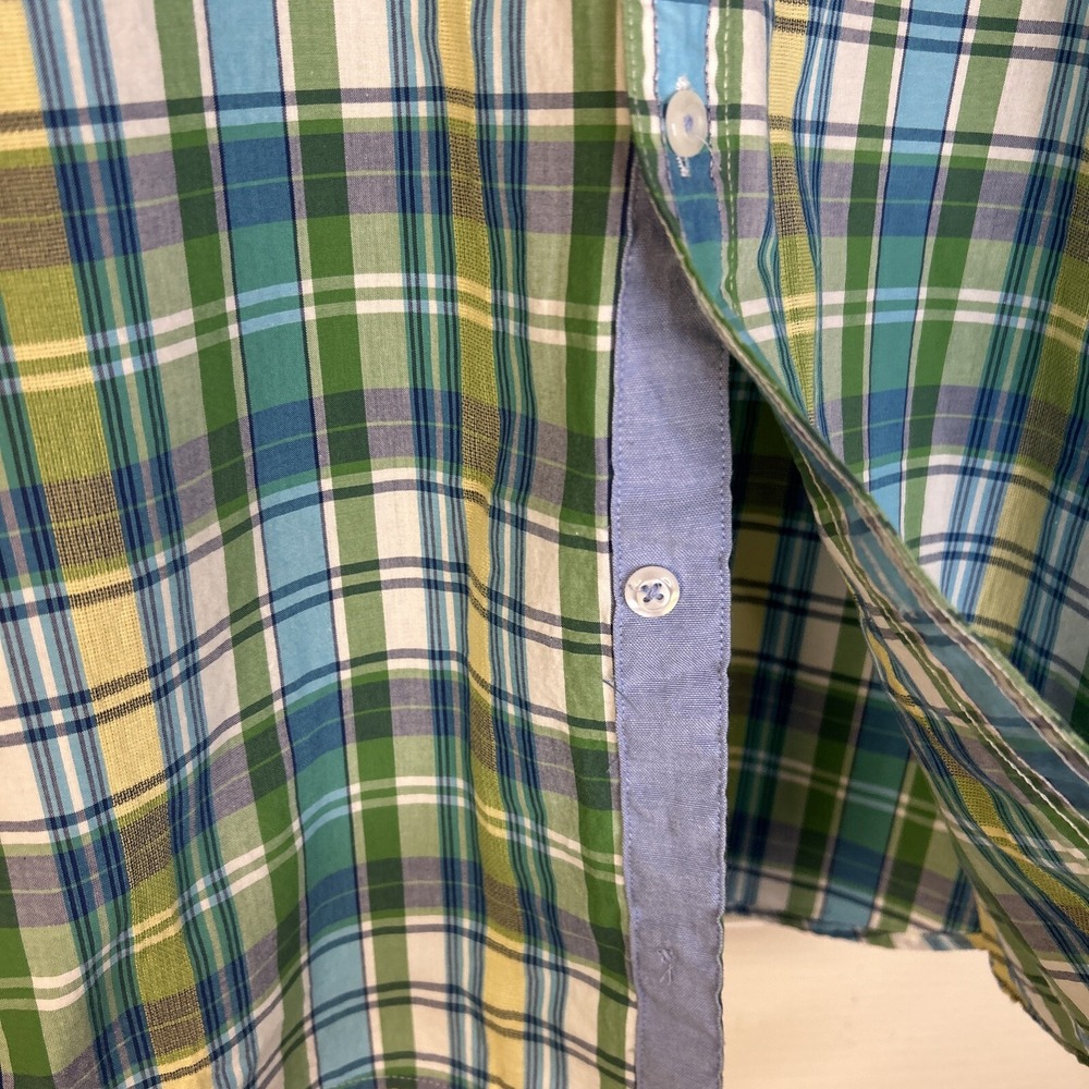 NWT Cremieux‎ mens shirt Size M short sleeve blue and green plaid 100% cotton - Picture 3 of 9